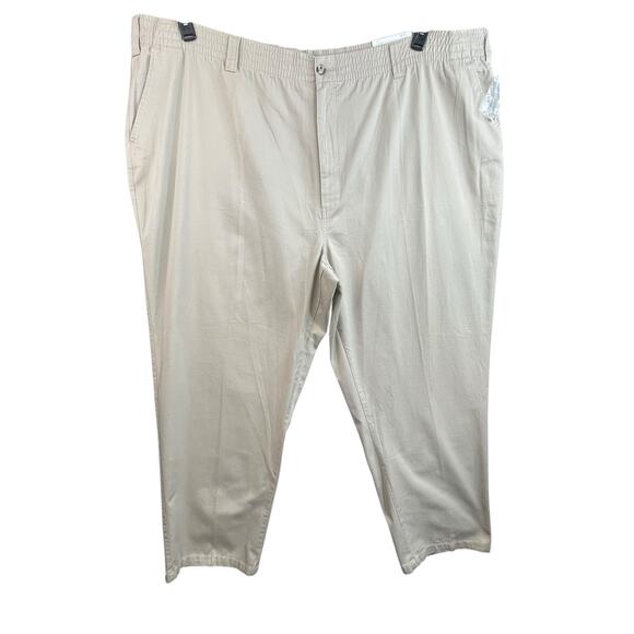 Harbor Bay Mens Big and Tall Elastic Waist Pants Khaki 4XL x 34
